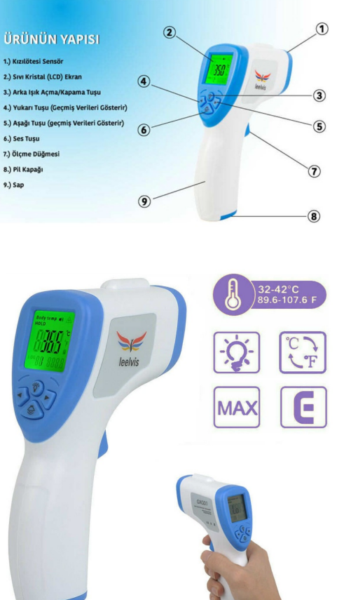 Leelvis GXG01 Temassız Dijital Ateş Ölçer - 2